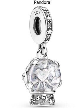 Pandora 925 Sterling Silver Snow Globe Angel Dangle Pendant Charm
